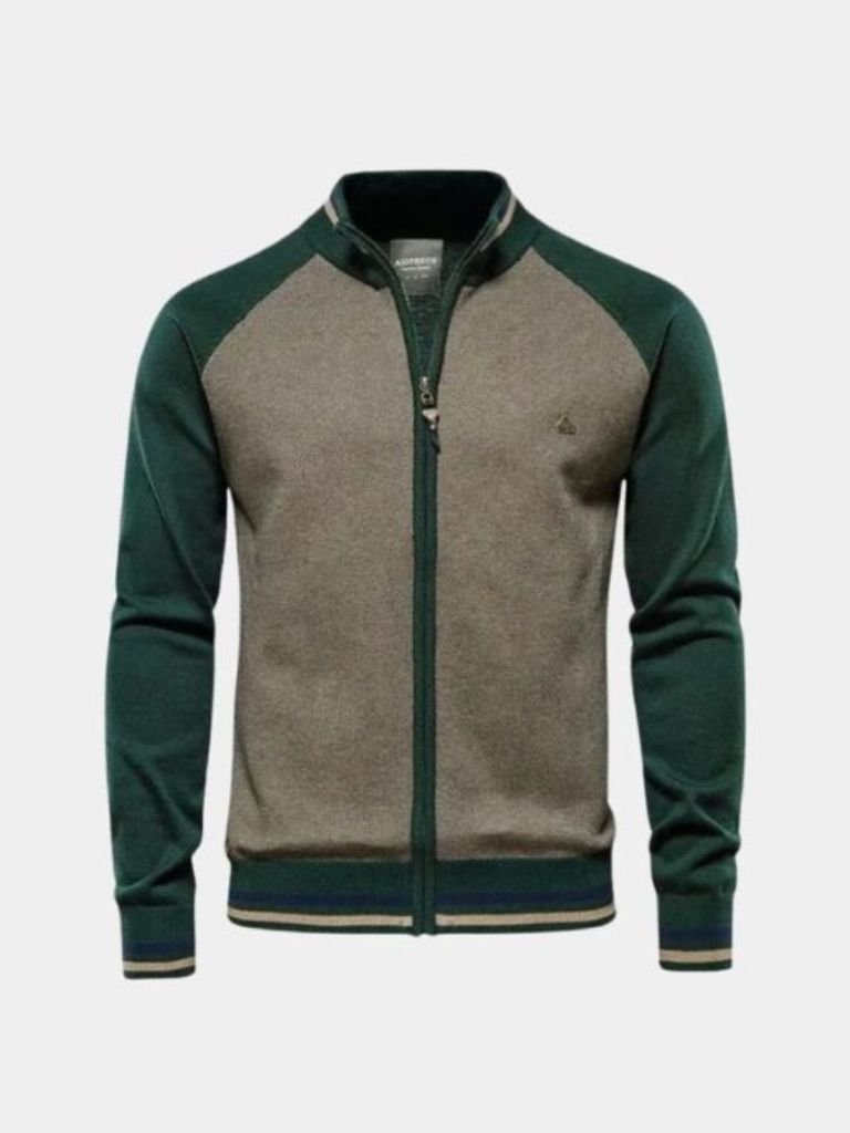 Vibrant High-Neck Wool Cardigan with Zipper - Rowan